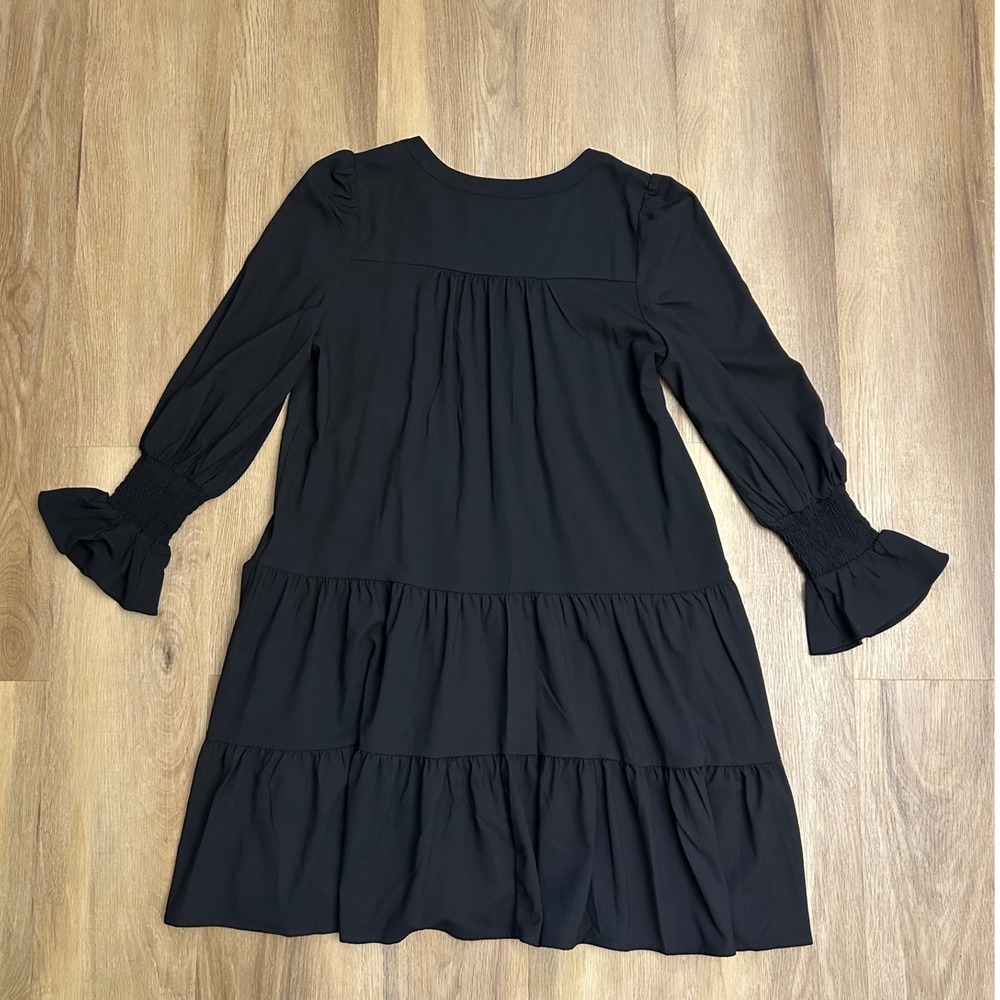 Tuckernuck Pomander Place Tiered Mini little black kenzo Dress Smocked Cuff M - Picture 3 of 7